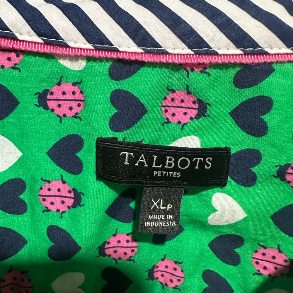 Talbots Ladybug Heart Pattern Button Down Artsy C… - image 7